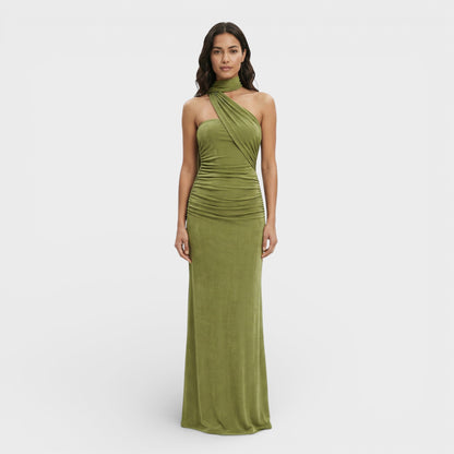 ELENA – Vestido maxi halter con espalda descubierta