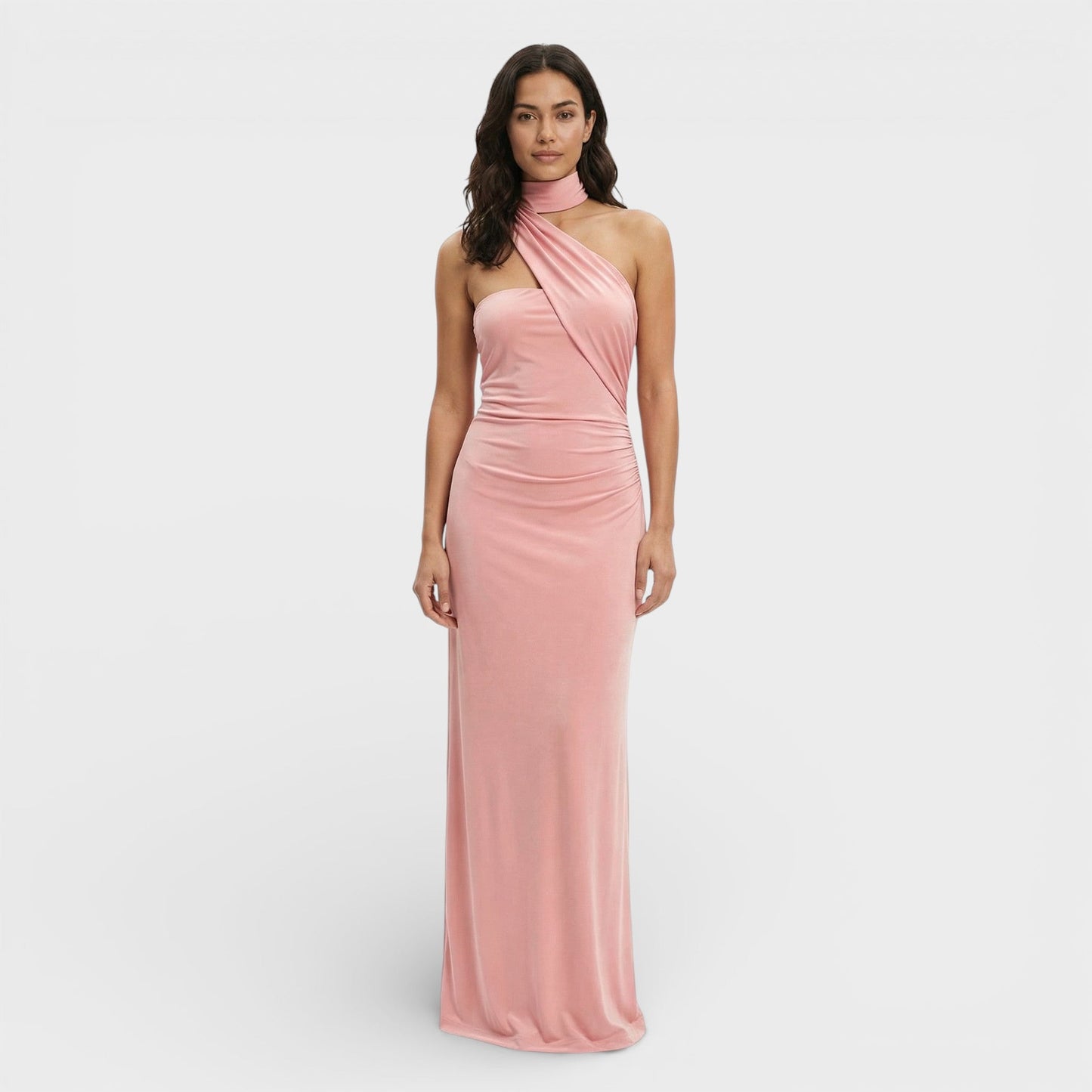 ELENA – Vestido maxi halter con espalda descubierta