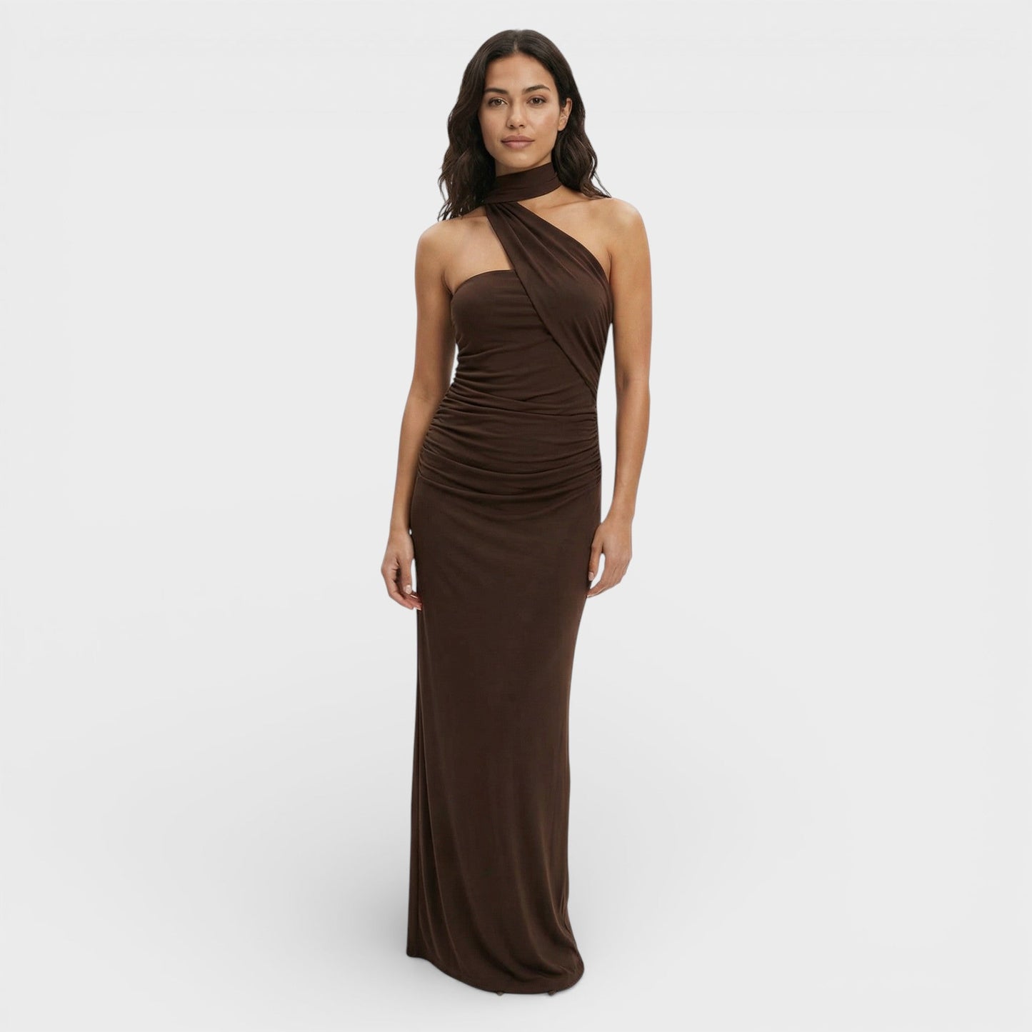 ELENA – Vestido maxi halter con espalda descubierta