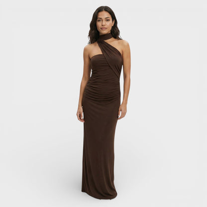 ELENA – Vestido maxi halter con espalda descubierta