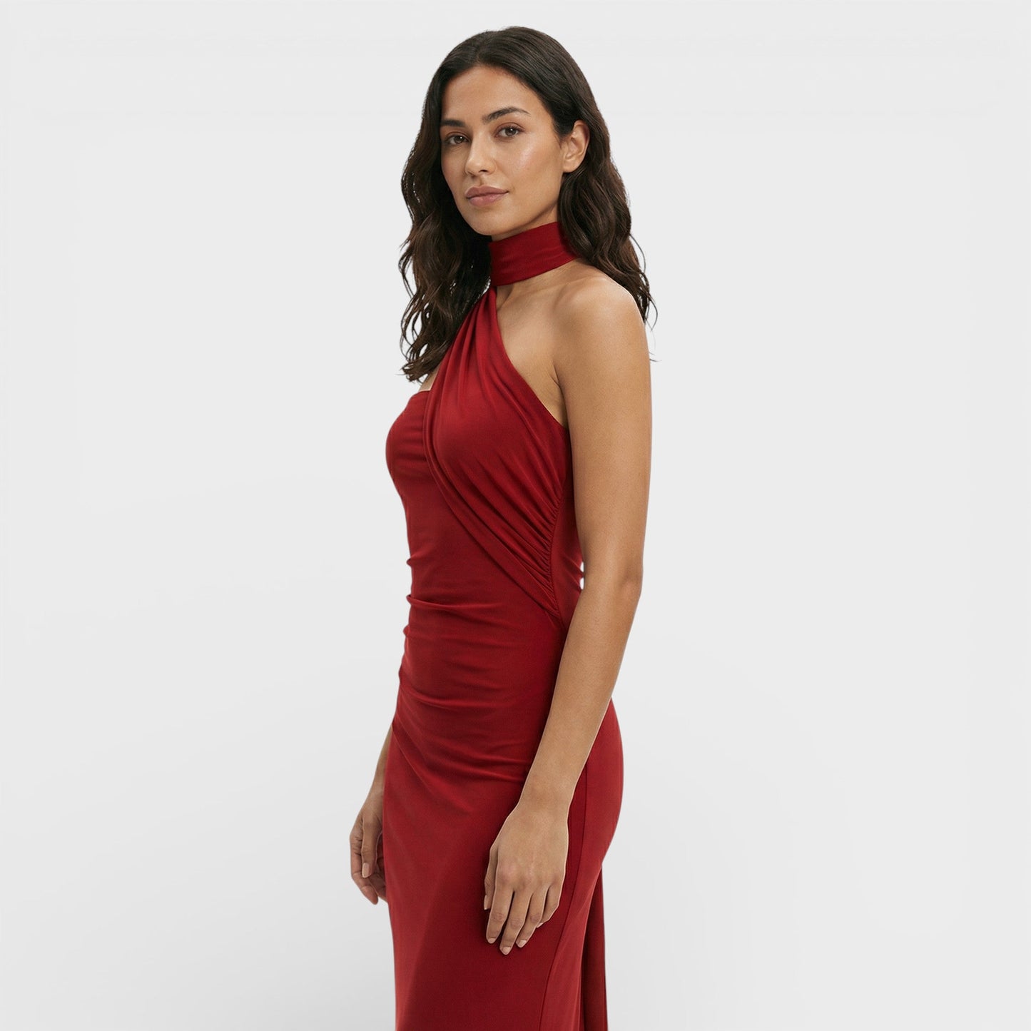 ELENA – Vestido maxi halter con espalda descubierta