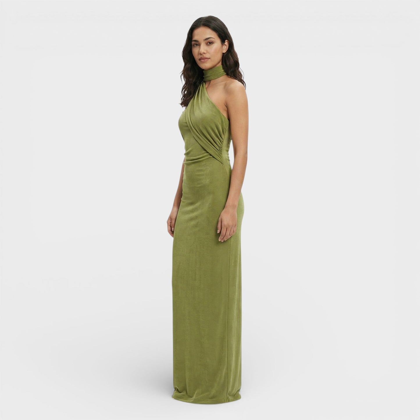 ELENA – Vestido maxi halter con espalda descubierta