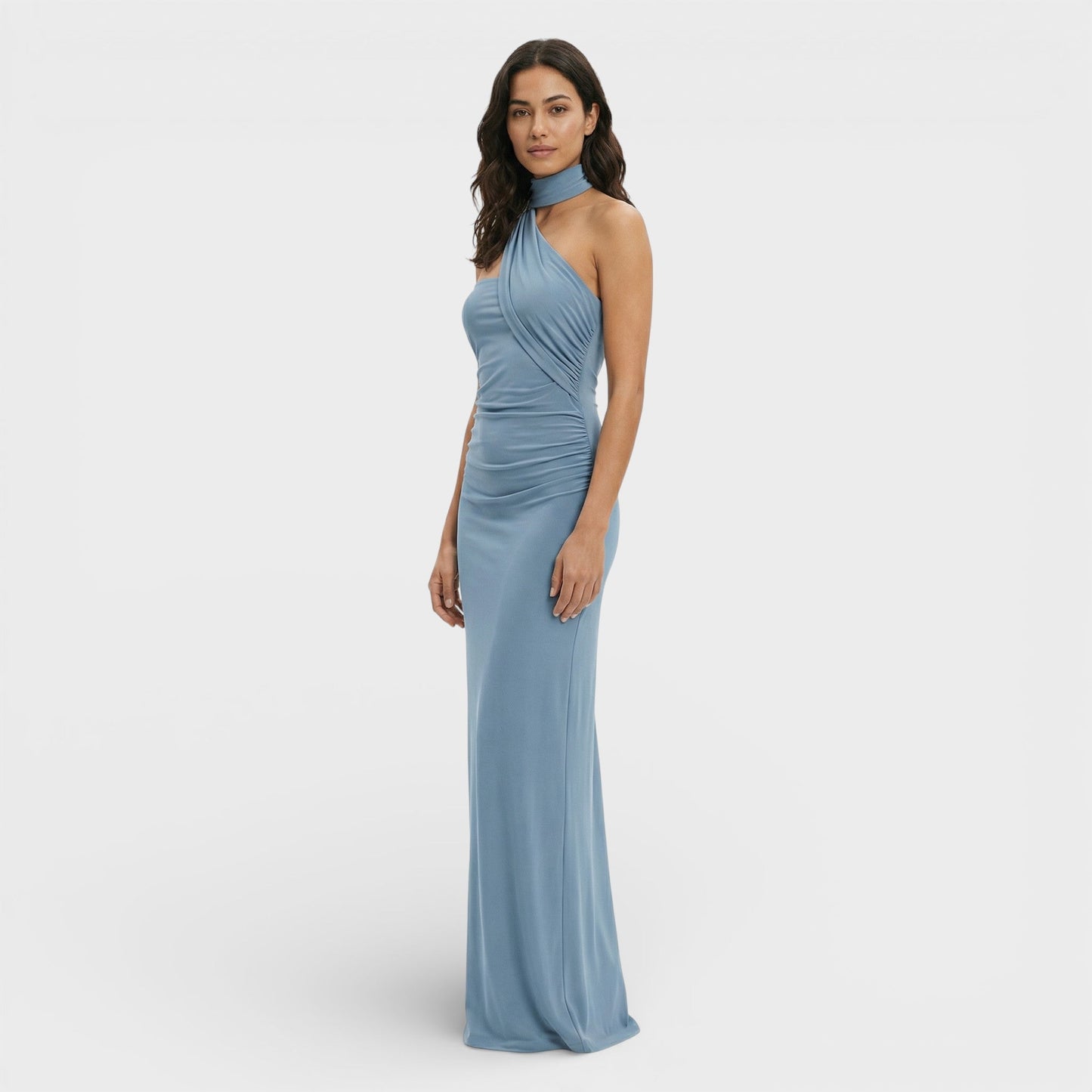 ELENA – Vestido maxi halter con espalda descubierta