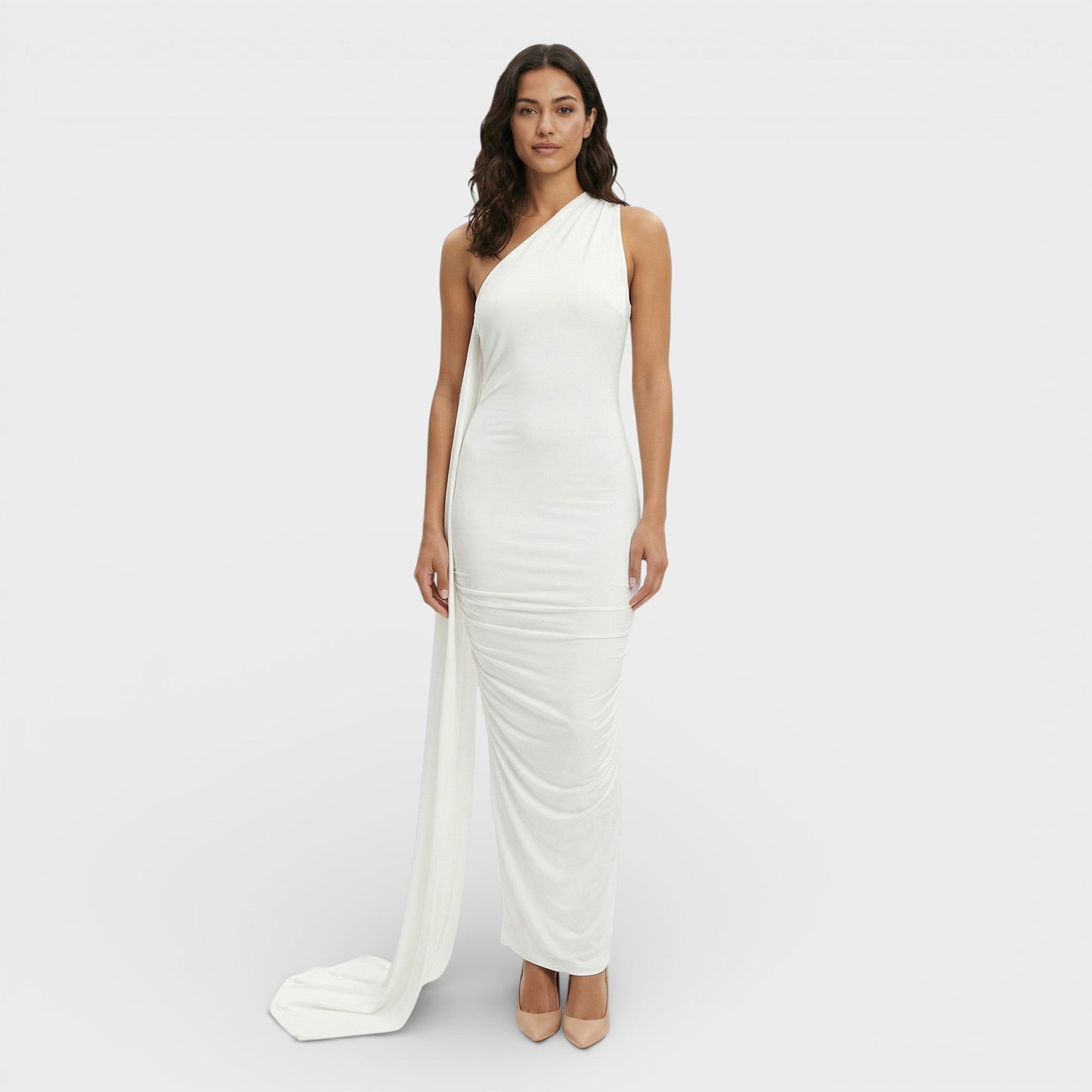 VALENTINA – Vestido maxi asimétrico con espalda descubierta