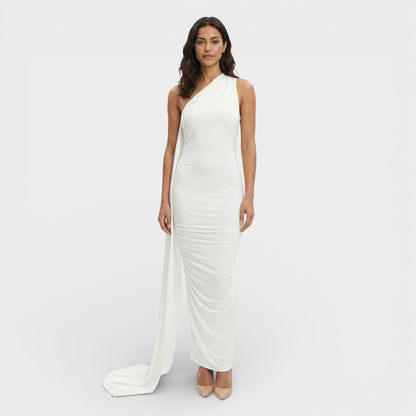 VALENTINA – Vestido maxi asimétrico con espalda descubierta