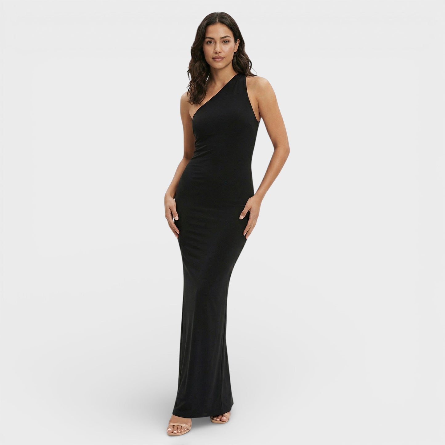 VALENTINA – Vestido maxi asimétrico con espalda descubierta