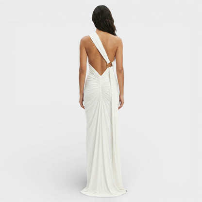 VALENTINA – Vestido maxi asimétrico con espalda descubierta
