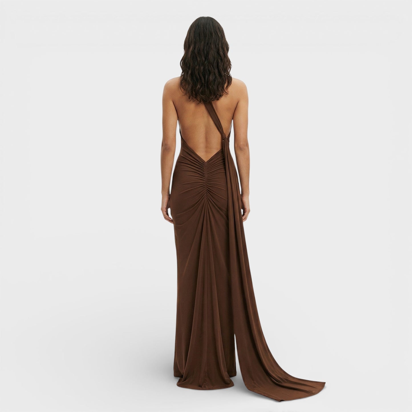 VALENTINA – Vestido maxi asimétrico con espalda descubierta