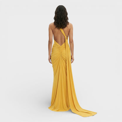 VALENTINA – Vestido maxi asimétrico con espalda descubierta