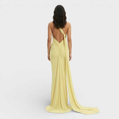 VALENTINA – Vestido maxi asimétrico con espalda descubierta