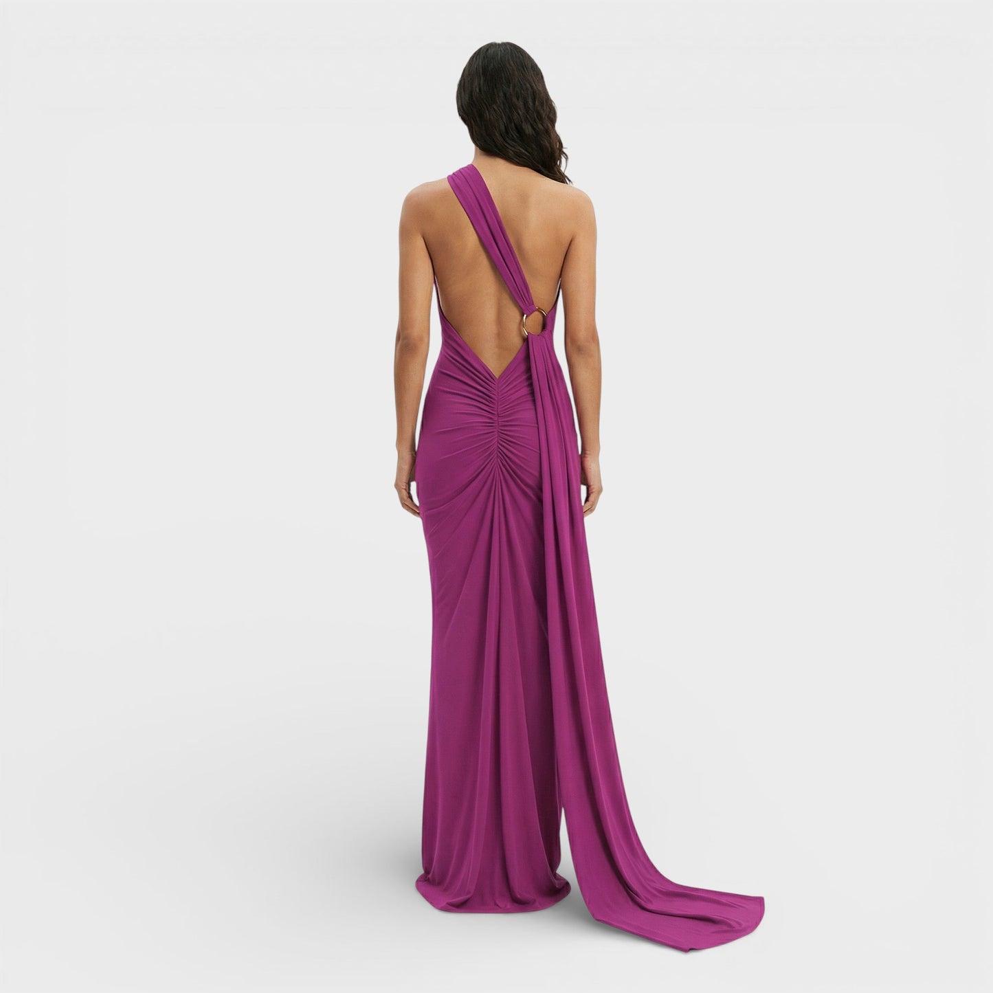 VALENTINA – Vestido maxi asimétrico con espalda descubierta