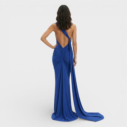 VALENTINA – Vestido maxi asimétrico con espalda descubierta