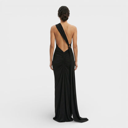 VALENTINA – Vestido maxi asimétrico con espalda descubierta