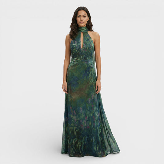 ISABEL – Vestido largo de fiesta con estampado artístico
