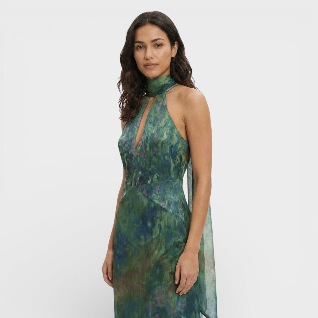 ISABEL – Vestido largo de fiesta con estampado artístico