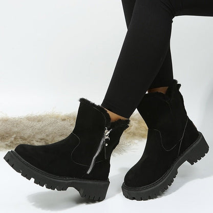 Botines cómodos de mujer con cremallera y forro de pelo sintético – FAYLENE