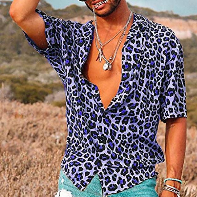 Savanna – Camisa veraniega para hombre con estampado de leopardo