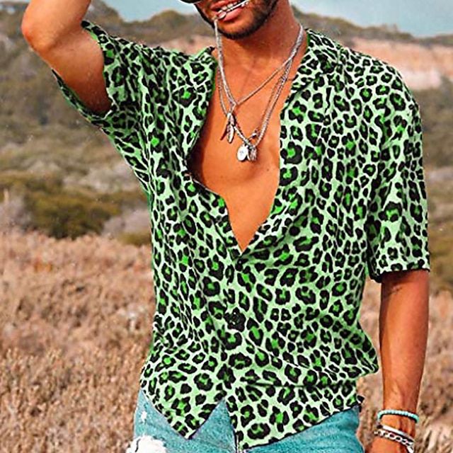 Savanna – Camisa veraniega para hombre con estampado de leopardo