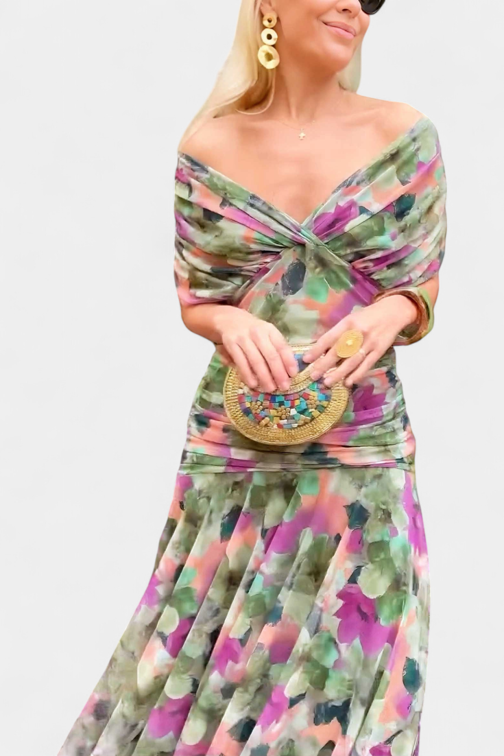 Amaranta – Vestido maxi floral con escote en V para mujer