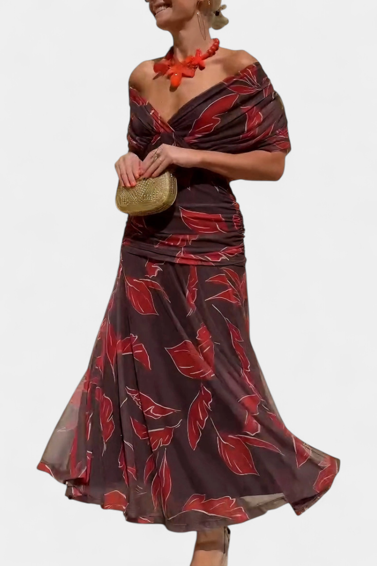 Amarilla – Vestido maxi con escote en V para mujer