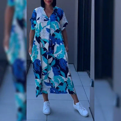 Vestido largo con estampado floral y corte fluido – ELEONORA