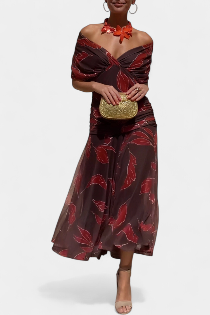Amarilla – Vestido maxi con escote en V para mujer