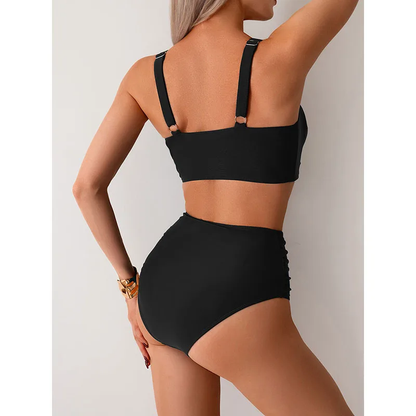 Marina – Bikini de talle alto con detalle torcido para mujer