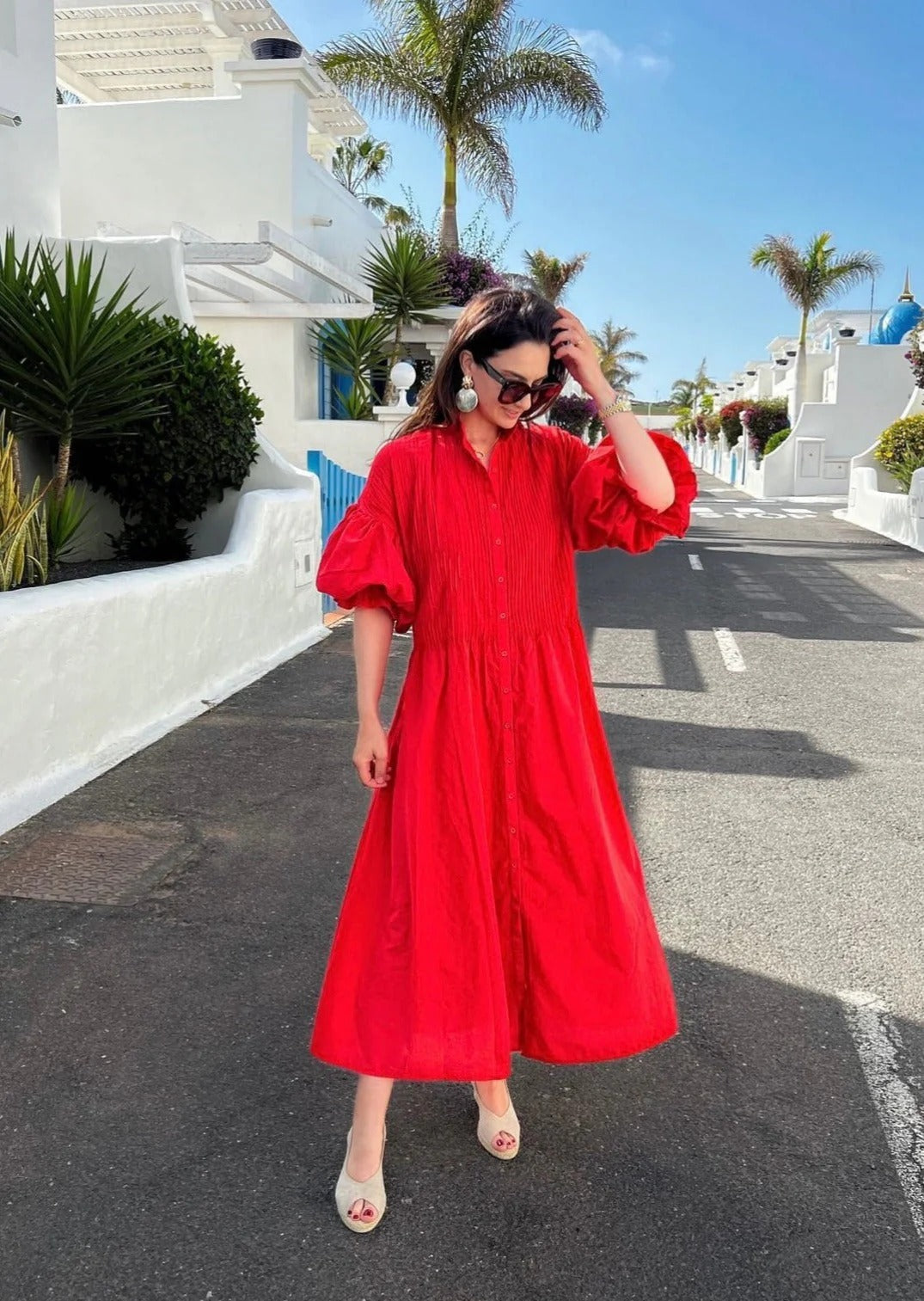 FELINE – Vestido rojo elegante para mujer con diseño llamativo