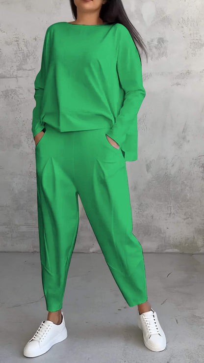 Traje fluido de dos piezas para mujer con blazer y pantalón entallado – RIVERA