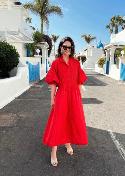 FELINE – Vestido rojo elegante para mujer con diseño llamativo