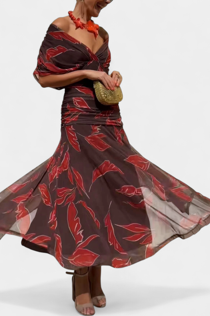 Amarilla – Vestido maxi con escote en V para mujer