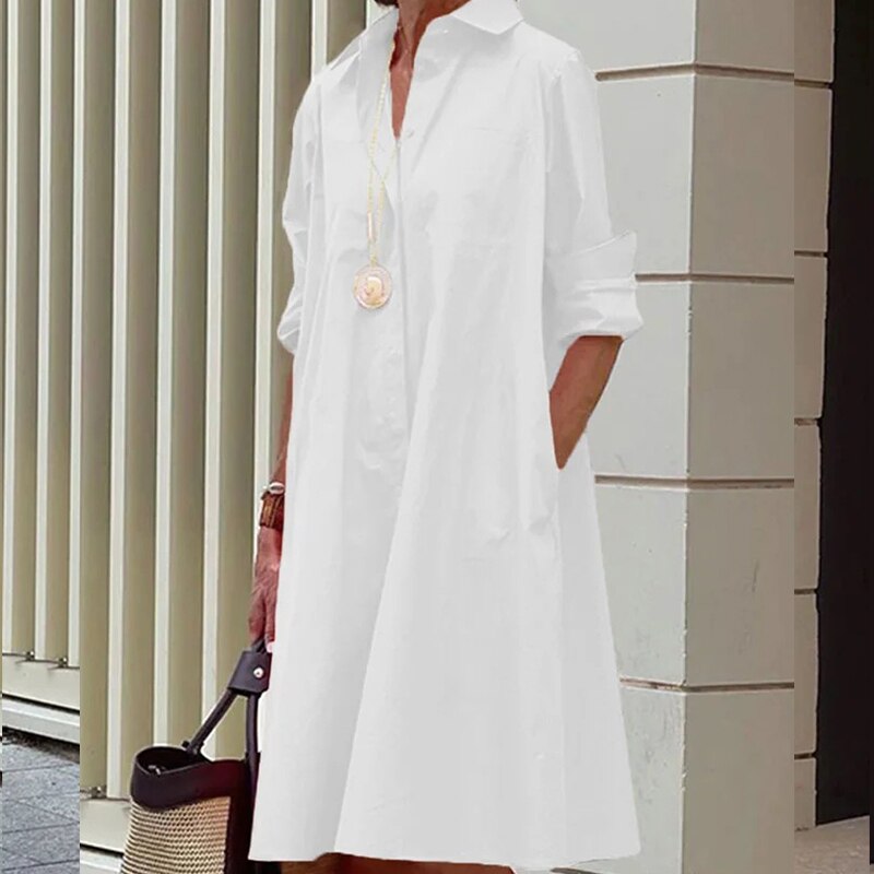 Vestido camisero oversize negro para mujer – LUNA