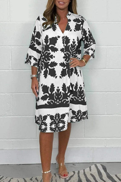 Vestido largo vaporoso con estampado romántico y escote en V – CELESTINA
