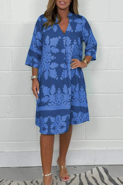 Vestido largo vaporoso con estampado romántico y escote en V – CELESTINA