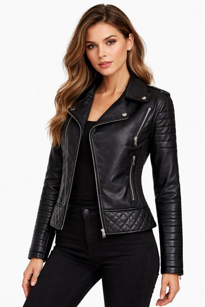 KRISTI - Chaqueta de moto de cuero para mujeres