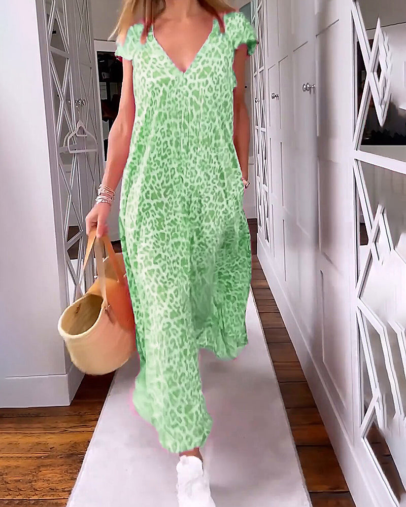 Vestido veraniego con escote en V y estampado alegre para mujer – LYRÉA