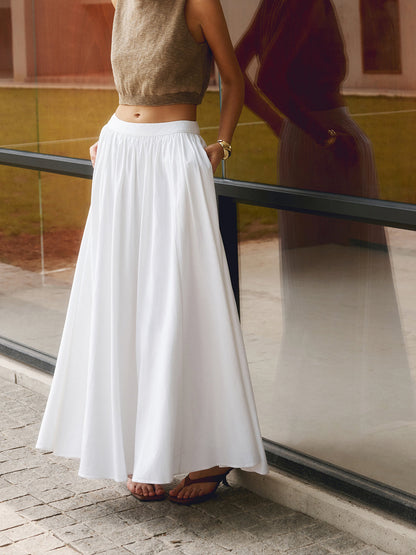 Aurelis – Conjunto bohemio de falda maxi plisada y top para mujer