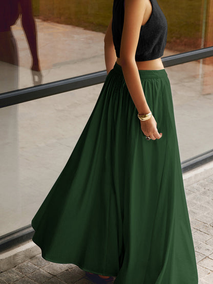 Aurelis – Conjunto bohemio de falda maxi plisada y top para mujer