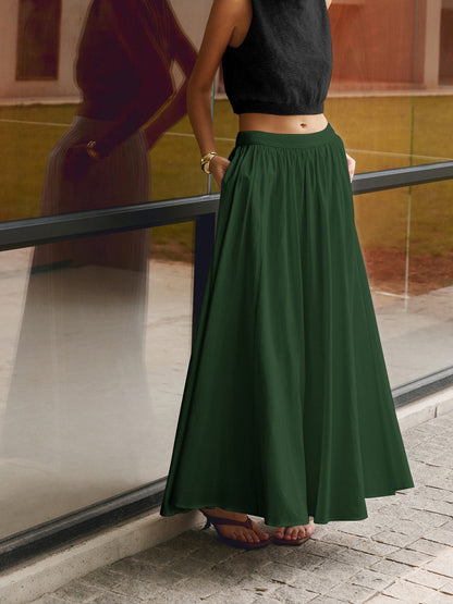 Aurelis – Conjunto bohemio de falda maxi plisada y top para mujer