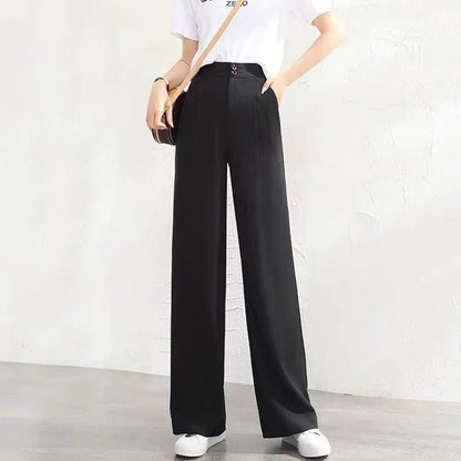 AURORA – Pantalones anchos de lino de talle alto y transpirables para mujer