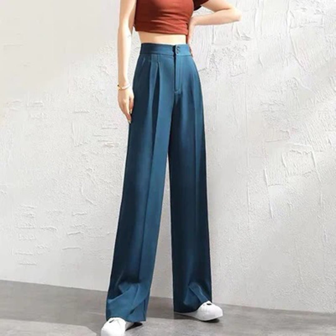 AURORA – Pantalones anchos de lino de talle alto y transpirables para mujer