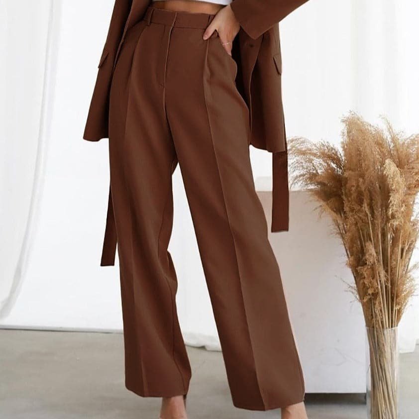 ALEJANDRA – Pantalones anchos de lino de talle alto con pliegues elegantes para mujer