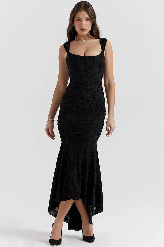 ARIELLE – Vestido sirena de encaje elegante con opciones sin tirantes y hombros descubiertos