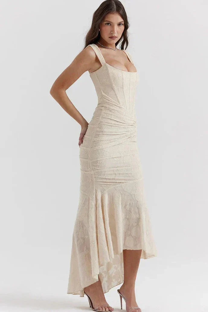 ARIELLE – Vestido sirena de encaje elegante con opciones sin tirantes y hombros descubiertos