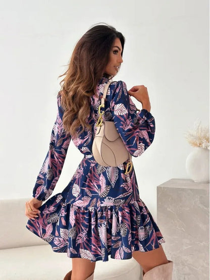 Marina – Vestido de verano con estampado floral y cierre de botones para mujer