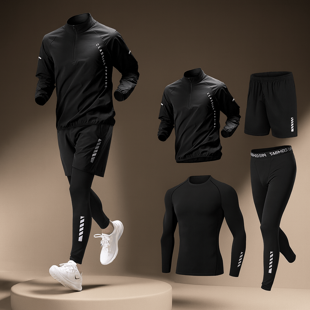 Maxwell – Conjunto activo de hombre con cremallera superior y manga larga