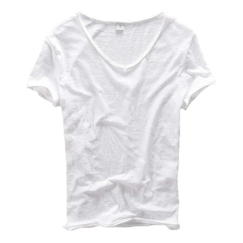 Camiseta de hombre con escote en V y acabado desenfadado – LEONVÍN