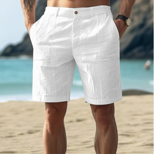 ANDRÉS – Pantalones cortos casuales de lino estilo chino para hombre