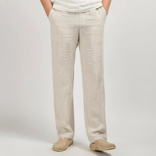 MATEO – Pantalones de lino de corte recto con cintura elástica para hombre