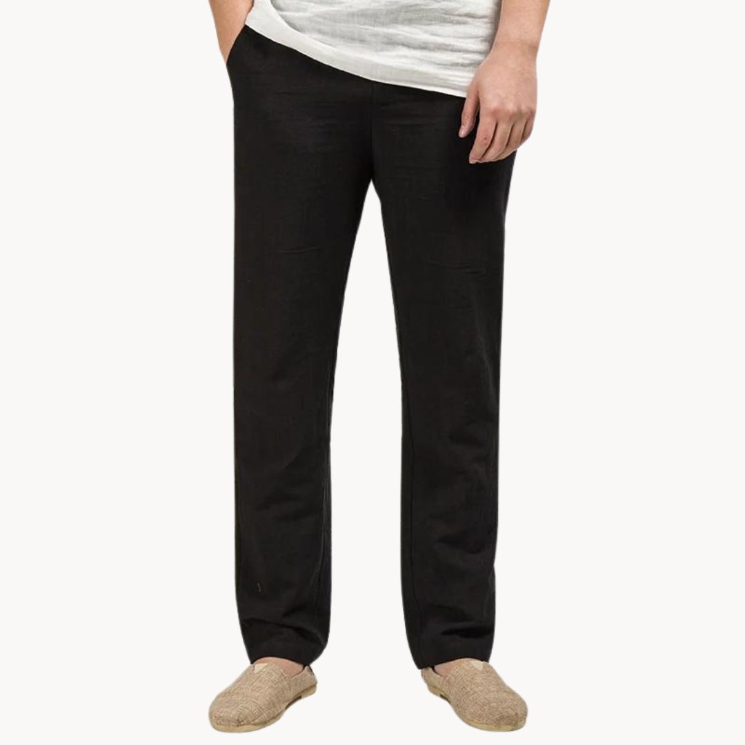 MATEO – Pantalones de lino de corte recto con cintura elástica para hombre